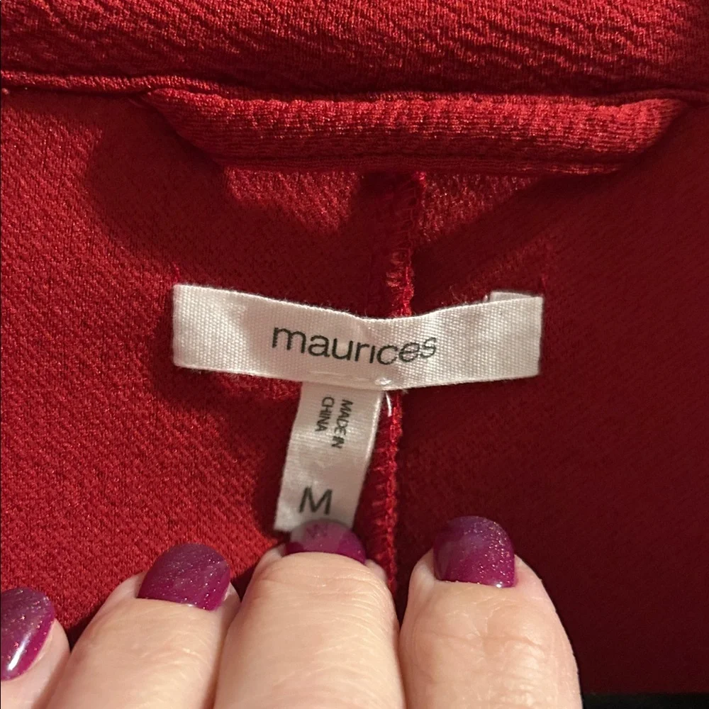 Maurices Dark Red Open-Front Blazer Jacket - Picture 2 of 4